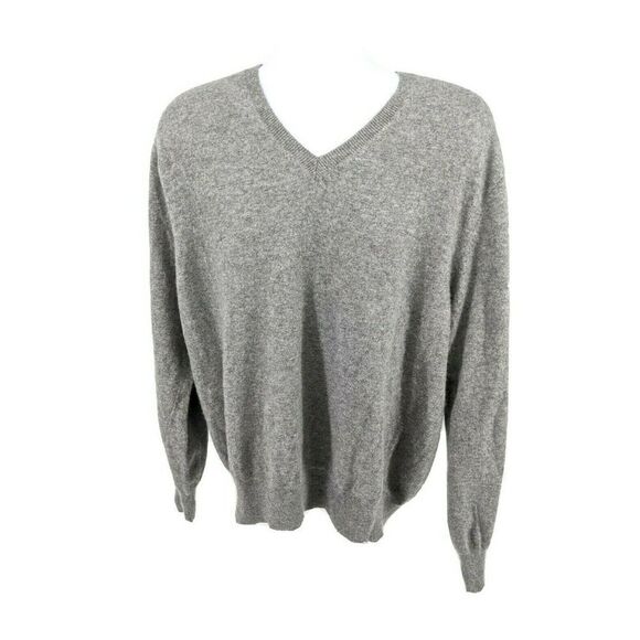 J. McLaughlin Mens Cashmere Sweater XL Gray V-Neck Soft - Picture 1 of 9